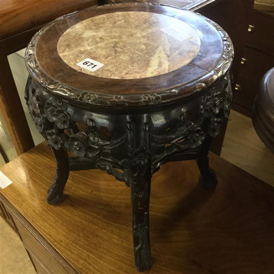 Late 19th century Chinese jardiniere stand, 1ft 2in. x 1ft 1in.